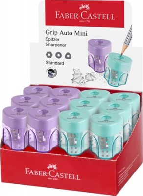 Hegyező display, egylyukú, tartályos FABER-CASTELL "GRIP Auto Mini", vegyes pasztell színek